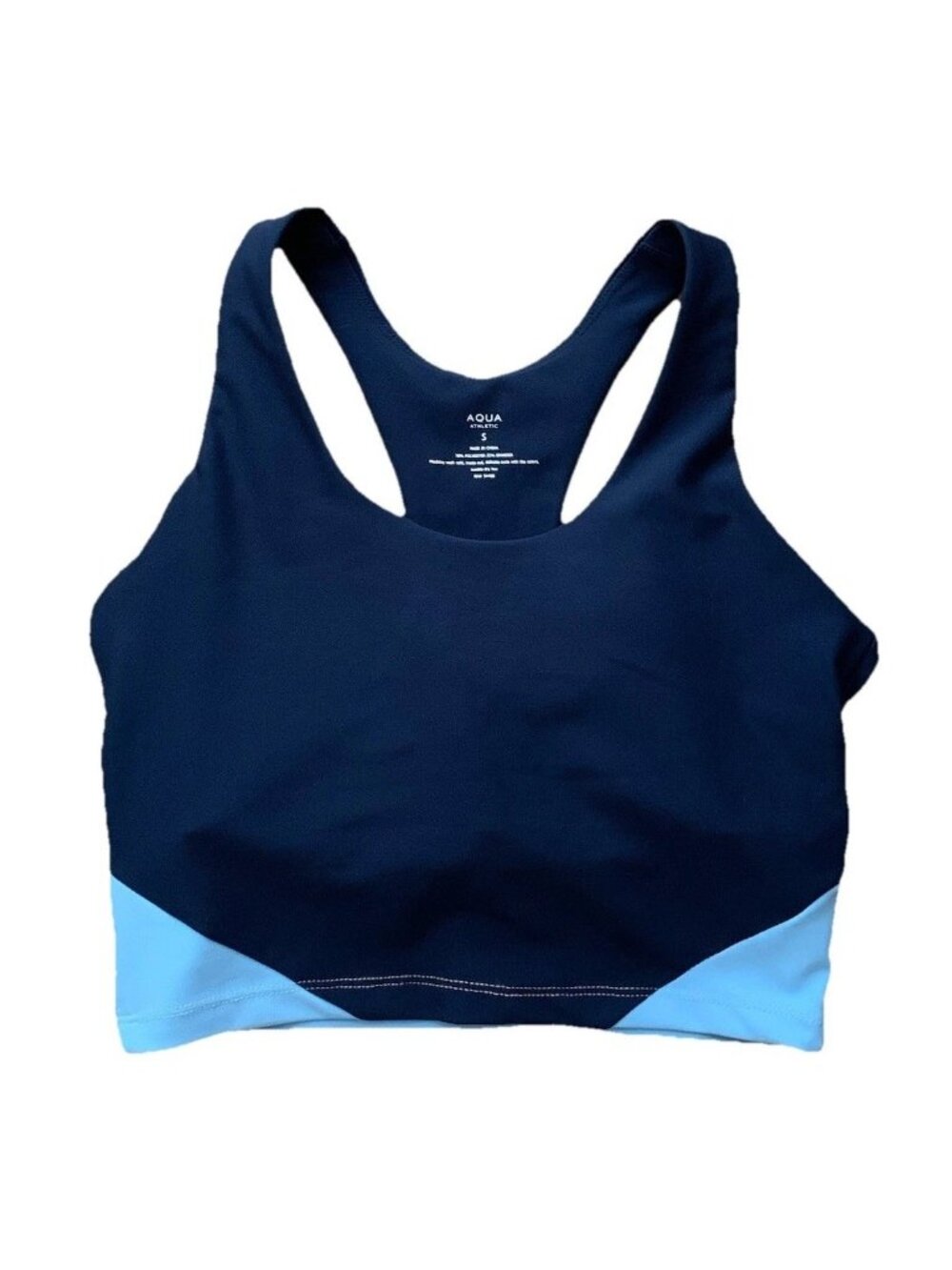 Aqua Women's Small Athletic Color Blocked Sports Bra Blue Racerback Padded NWT